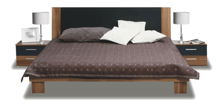Manželská posteľ 160 cm + 2 noč. Stolíky Juliet orech+čierna