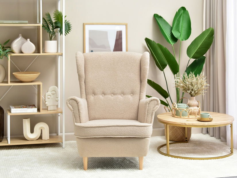 Fotoliu cu urechi Margis (bej + alb)