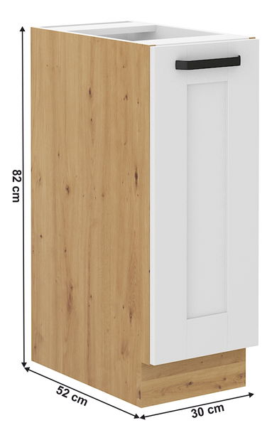 Dulap inferior cu coș extensibil Lesana 2 (alb + stejar artisan) D30 CARGO