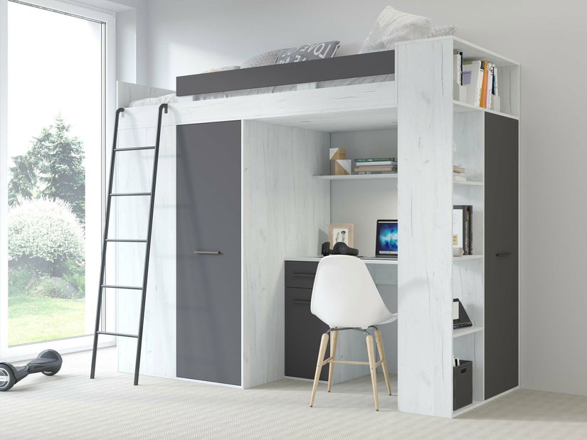 Poschodová posteľ 90 cm Vivian (L) (s roštom) (dub craft + grafit)