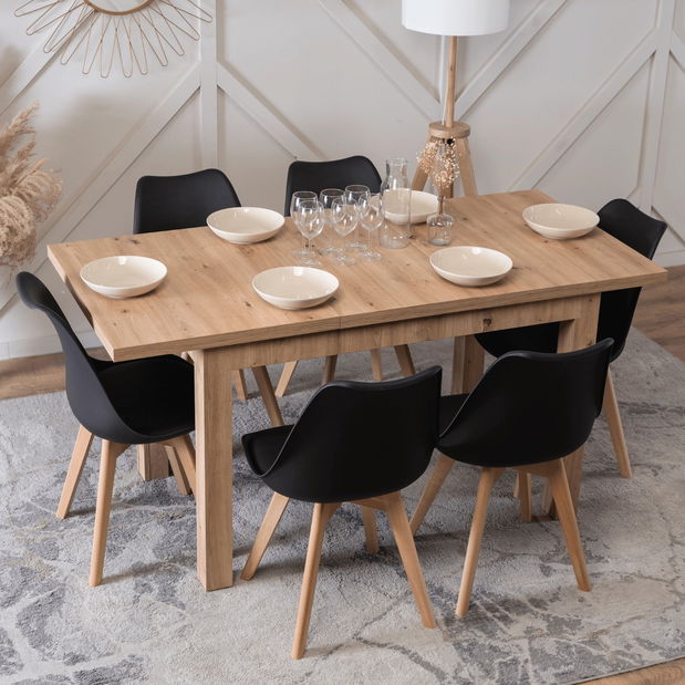 Masă sufragerie extensibilă Seguiremos (stejar artisan) (pentru 4-6 persoane)