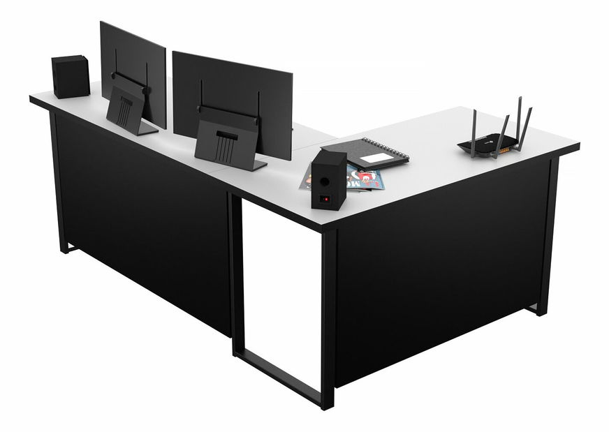 Sarok PC asztal Vintid (fehér + fekete) *bazár