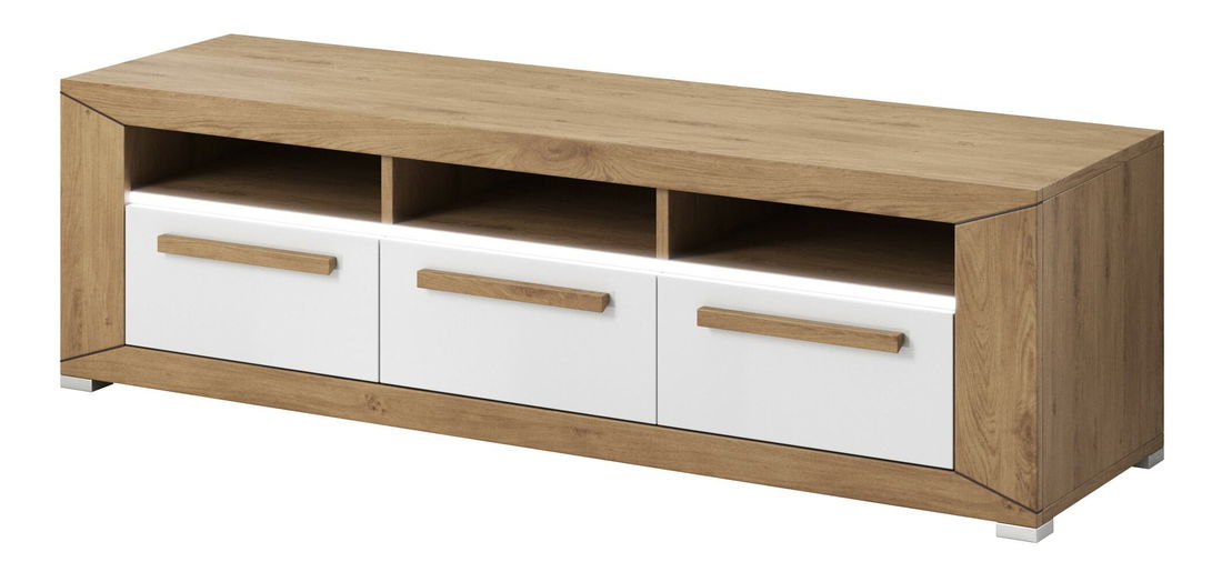 TV asztal/szekrény Laurie Típus 40 (Beaufort tölgy + fényes fehér)