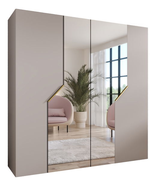 Šatníková skriňa Alaris 2 200 (kašmír + zlatá) (so zrkadlom)