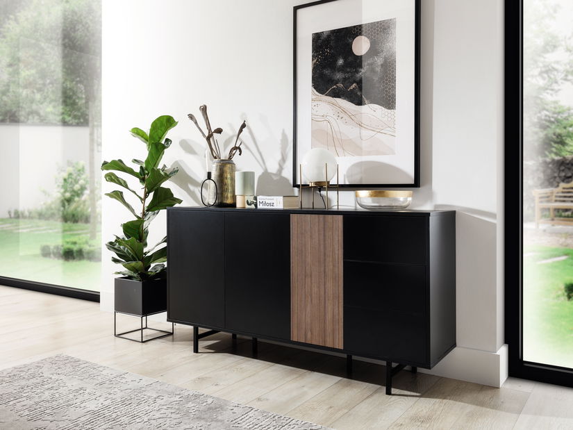 Comodă Presto K3D3SZ (Negru mat + captains deck)