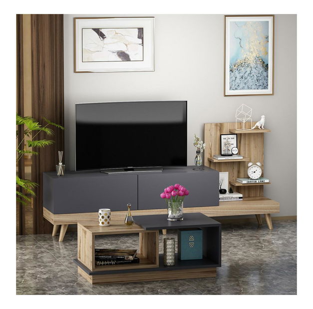 Set mobilier living Dizajn (antracit + nuc)