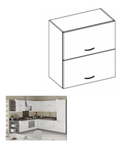 Dulap superior de bucătărie 60 GU-72 Pleitton (alb ultralucios)