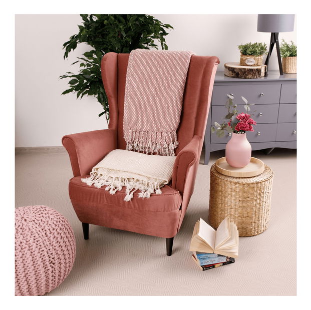 Pletena deka s resama 150x200 cm Tovou (bež + uzorak) 