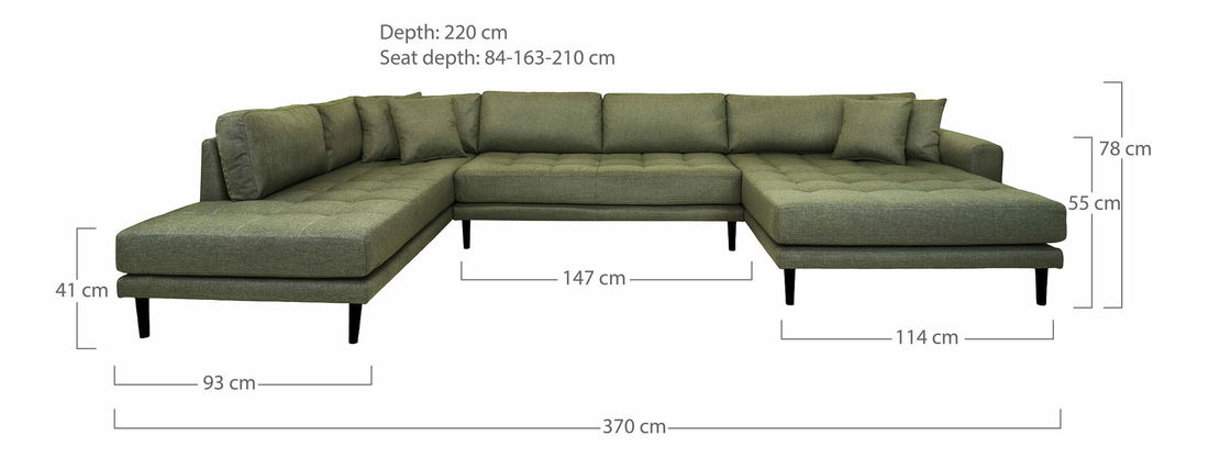 Rohová sedacia súprava v tvare U (P) Lvaveriaora U (olivovo zelená)
