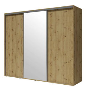 Šatníková skriňa s posuvnými dverami Settrona 1 (dub riviera) (so zrkadlom)