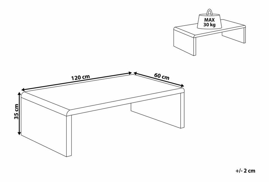 Masă de cafea Milvoki (alb)