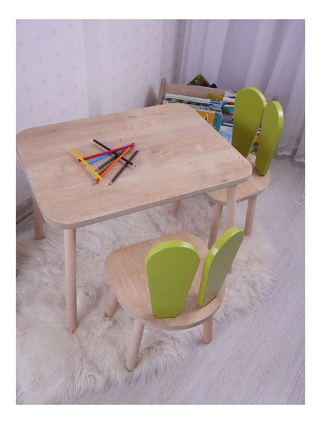 Masă copii cu scaun Bunnie (pistachio + maro)
