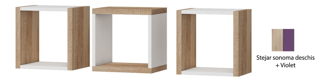 Raft Kimi KIT 10 (3 buc.) (Stejar Sonoma deschis + violet) *vânzare