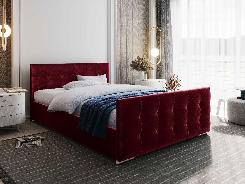 Bračni krevet 160 cm Billie (bordo) (s podnicom i prostorom za odlaganje)