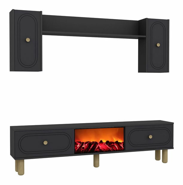 Obývacia stena s krbom Polena (antracit)