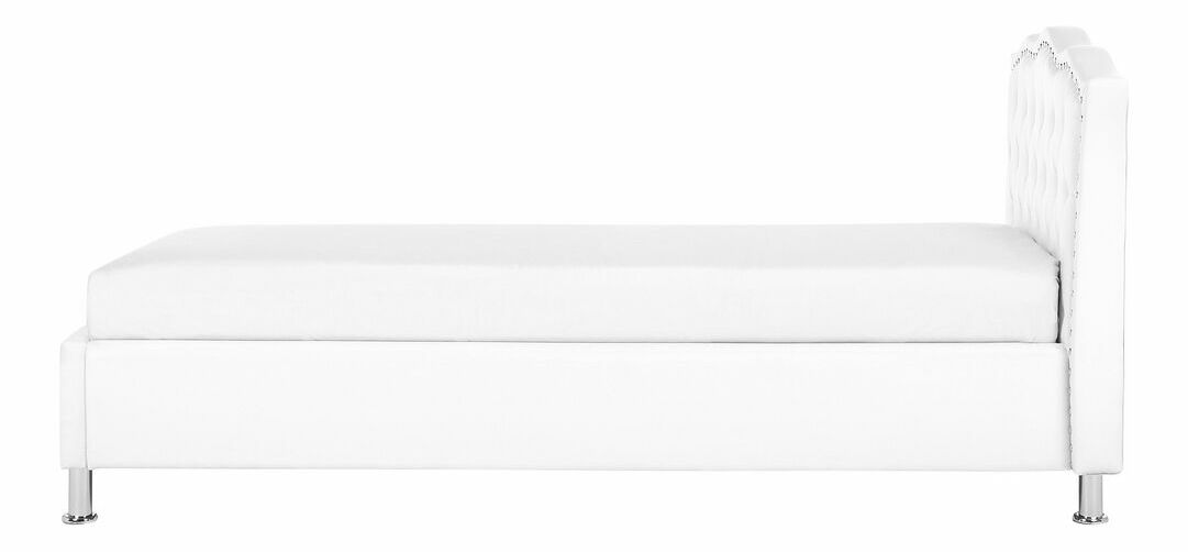 Egyszemélyes ágy 90 cm MATH (ágyráccsal és tárolóhellyel) (fehér)