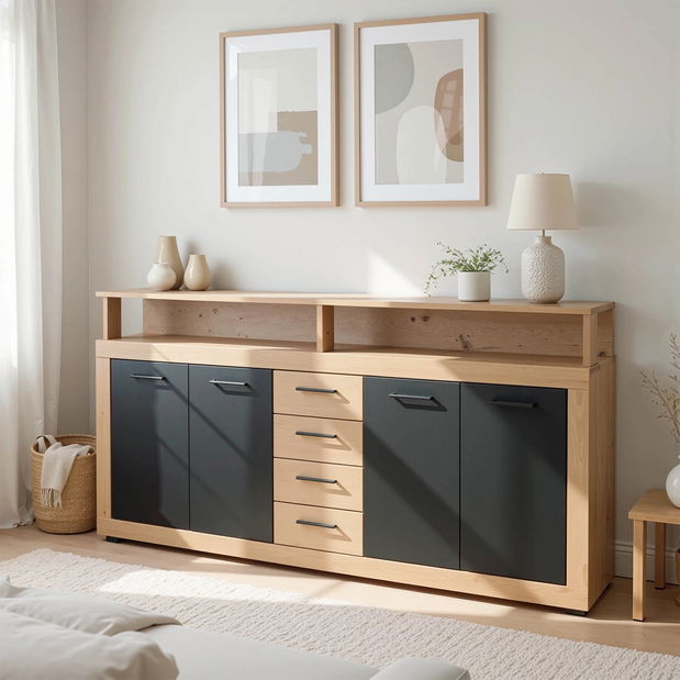 Comodă Blaho (Stejar artisan + negru) 