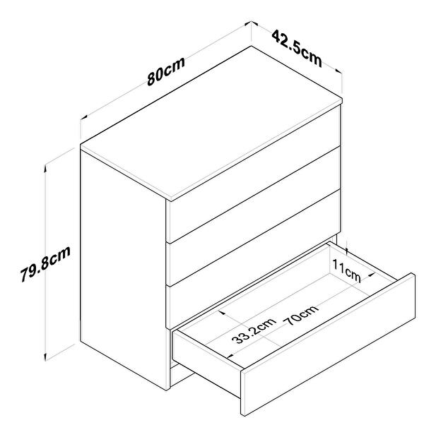 Komoda Nipilo 2 (orech + biela) 