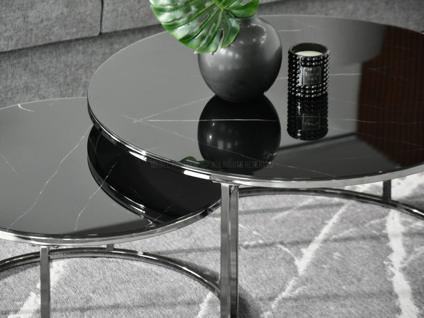 Konferenčný stolík Grande (čierny mramor + čierna)