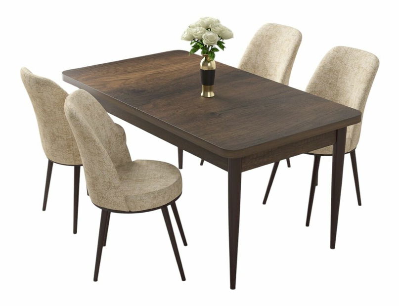 Jedálenský set Nilla (orech barokový + krémová) (pre 4 osoby)