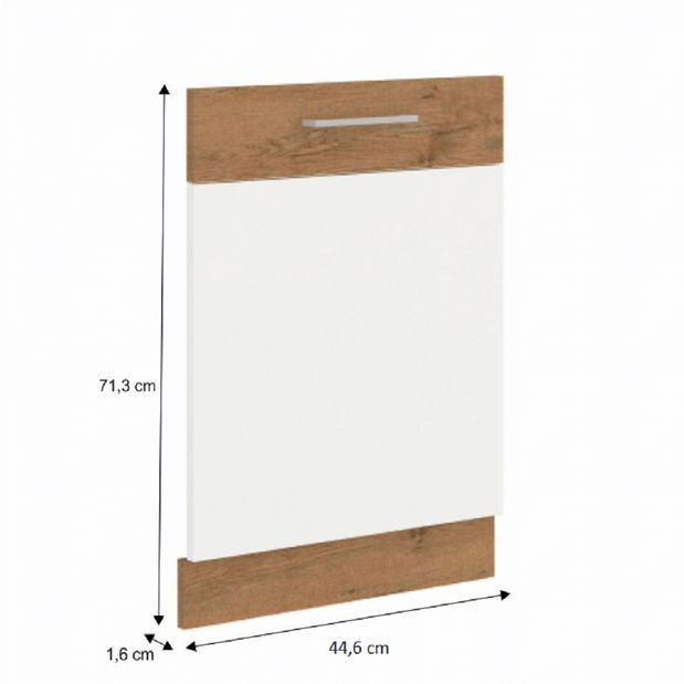 Uși pentru mașina de spălat vase ZM 713x446 Velaga (alb lucios + stejar lancelot)