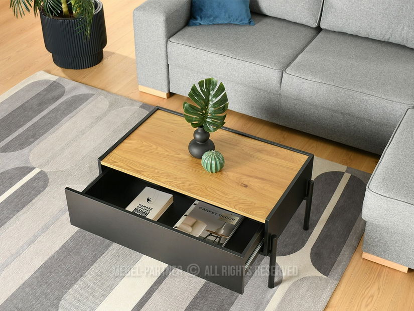 Măsuță de cafea Bertina M (stejar + negru)