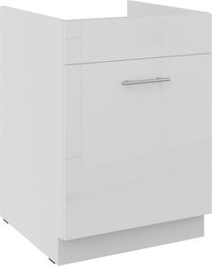 Dulap inferior de bucătărie Lavera 60 ZL 1S BB (Cadru: alb + front: alb lucios)