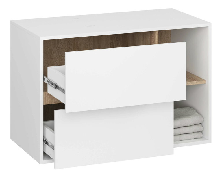Kúpelňová skrinka Vambos W90UM 2SZ 2P (biela + dub sonoma)