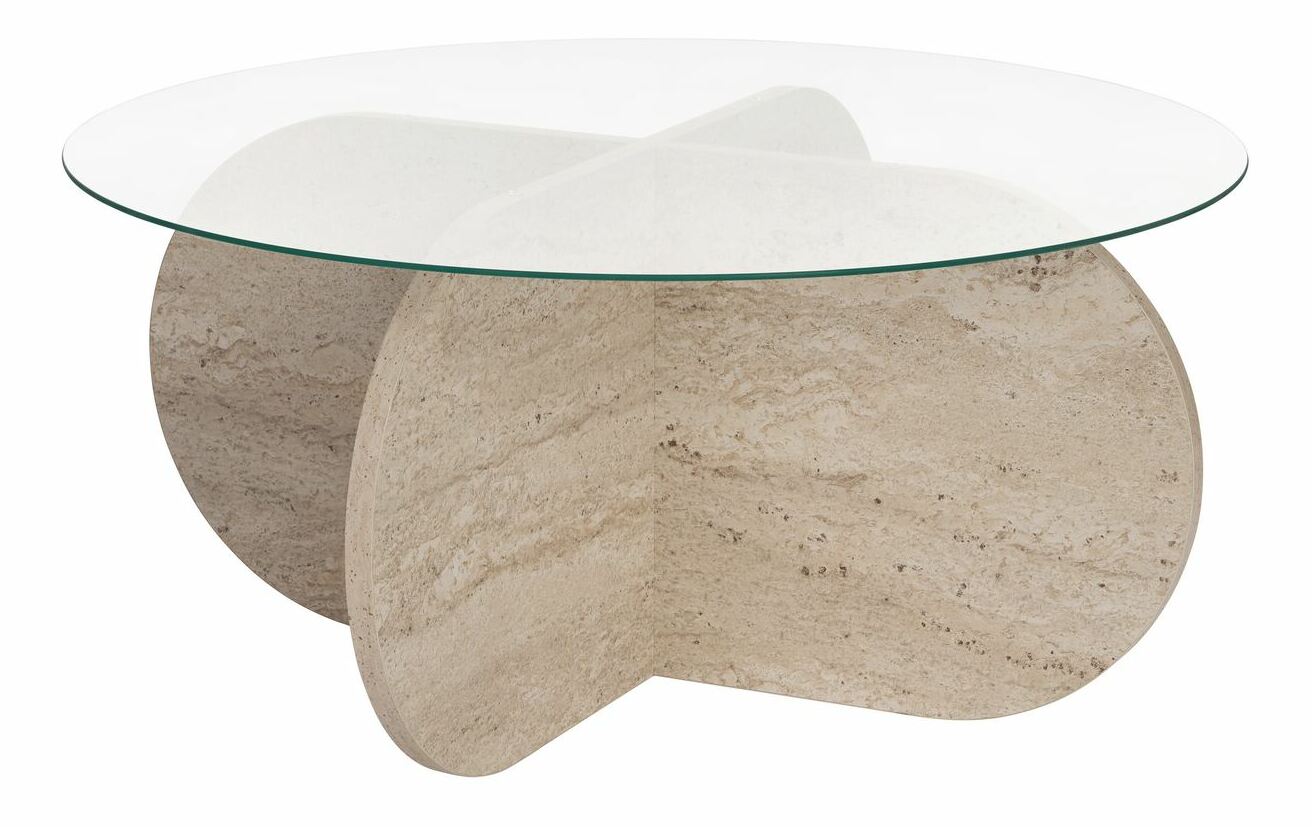 Konferenčný stolík Aorte (travertín + sklo)