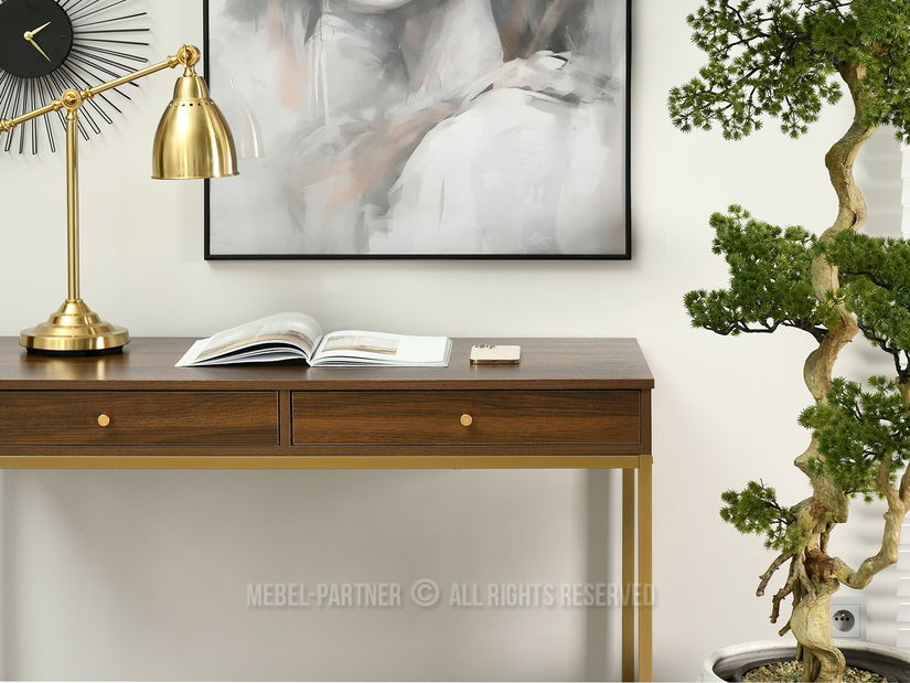 PC asztal Kaplan (dió + arany)