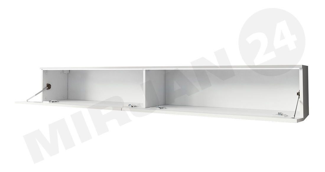 TV asztal/szekrény Dilune 180 (beton + fényes fehér) (fehér LED világítás)