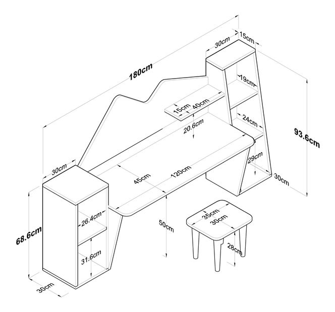 Gyerekasztal székekkel Daniela (fehér + dió)