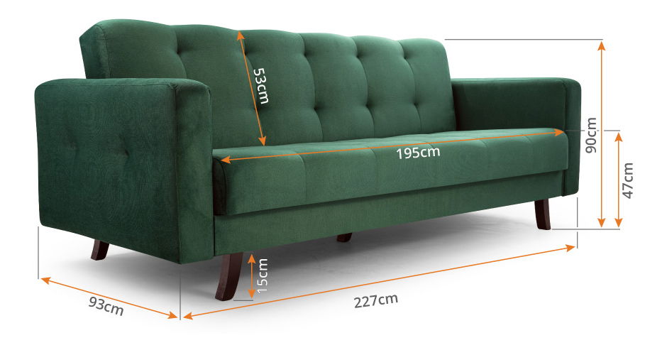 Háromszemélyes kanapé Lisabona (sötétzöld) 