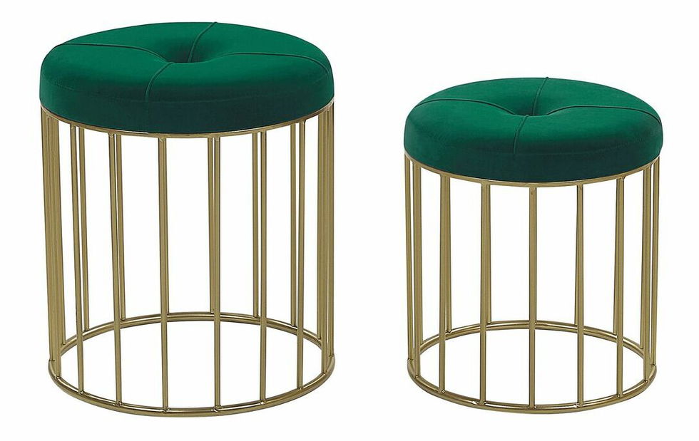 Set 2 ks. taburetiek LOCK (látka) (zelená)