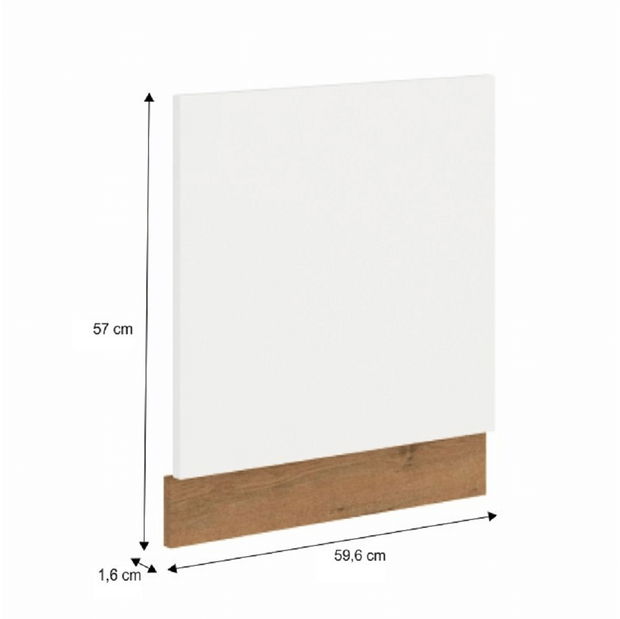 Uși pentru mașina de spălat vase ZM 570x596 Velaga (alb lucios + stejar lancelot)