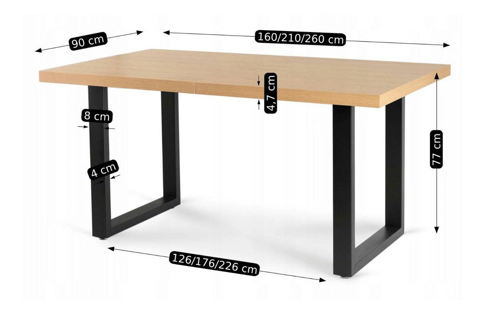 Jedálenský set Ecunumici 2 (dub zlatý + čierna) (pre 6 osôb)
