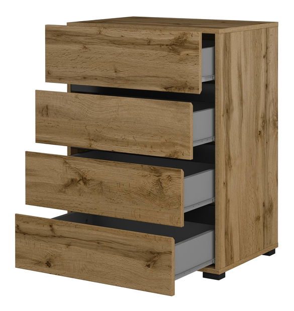 Comodă Crossroad H N27 (stejar wotan + negru)