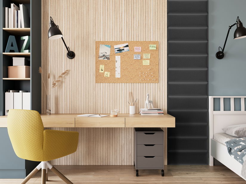 Set 12 čalúnených panelov Quadra 50x240 cm (tmavosivá)