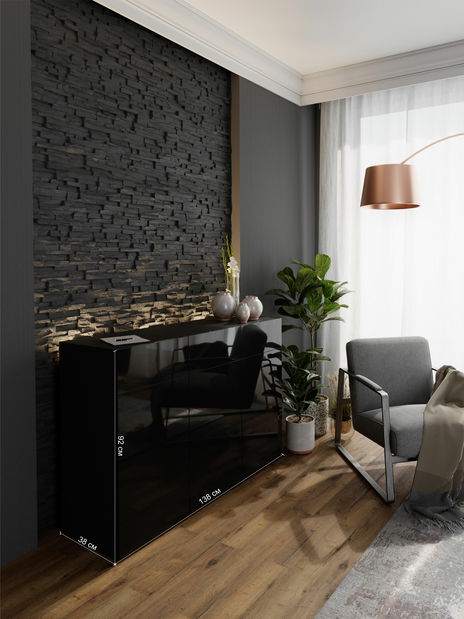 Obývacia stena Berny 44 (čierna + čierny lesk)