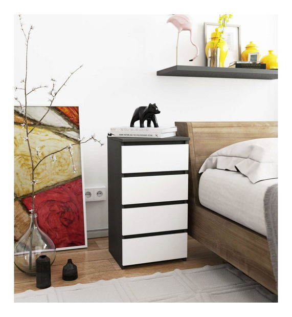 Comodă Cipriano II (grafit gri + Alb)