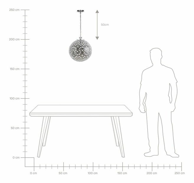 Závesná lampa Volos (strieborná)
