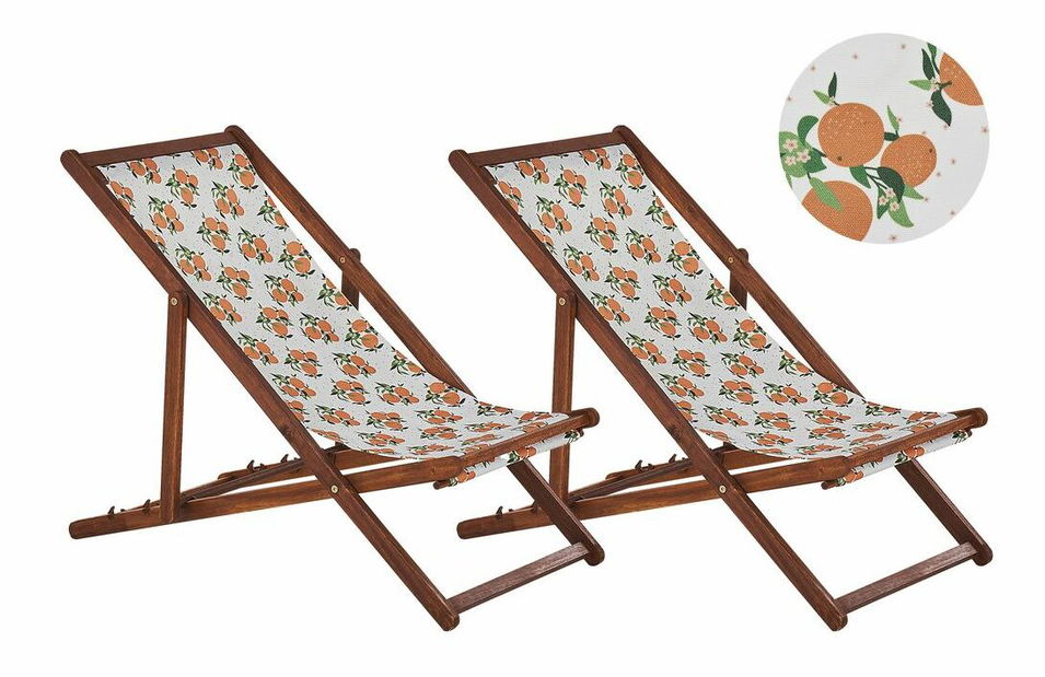 Set 2 buc șezlong de grădină cu huse de rezervă Antio (model portocale)