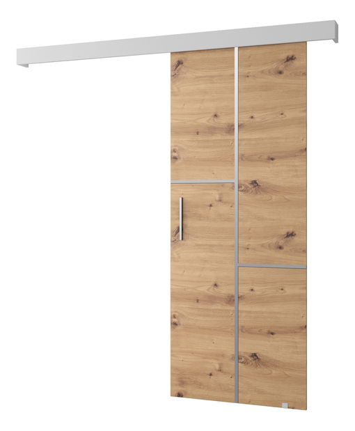 Posuvné dvere 90 cm Sharlene VII (dub artisan + biela matná + strieborná)