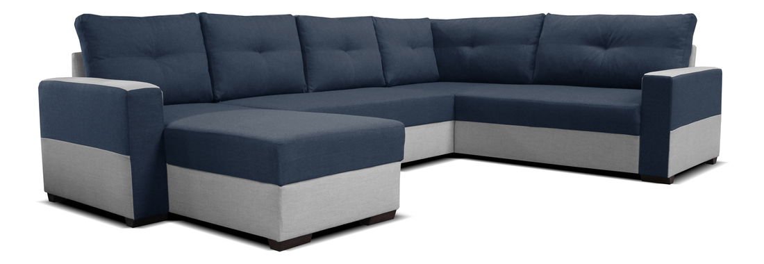 Rohová sedačka U Arenna L+2+BL (s taburetkou) (modrá + sivá) (L)