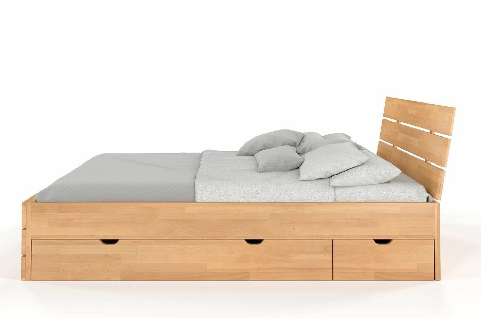 Bračni krevet 180 cm Naturlig -Lorenskog High Drawers (bukva)