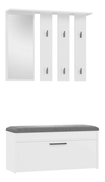 Set mobilier hol Puntuable 1 (alb) (cu oglindă)