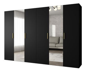 Dulap de haine 300 cm Borry 2 (Negru + Auriu)