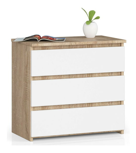 Comodă Cleania CL3 (stejar sonoma + alb)