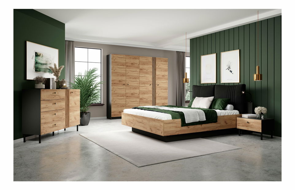 Dulap de haine Dalde 220 (Stejar craft auriu + antracit)