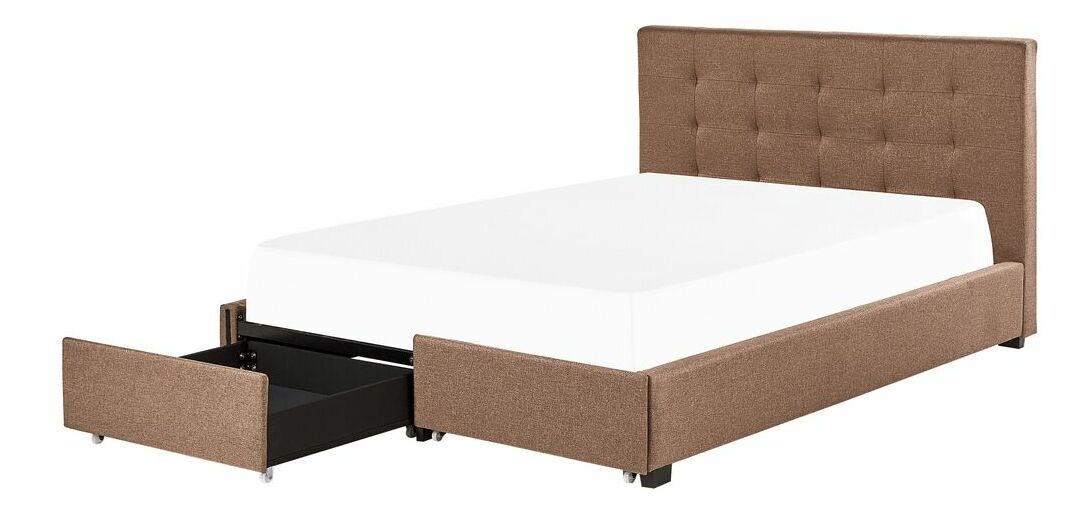 Franciaágy 180 cm Ruthine (szürke) (ágyráccsal és tárolóhellyel)